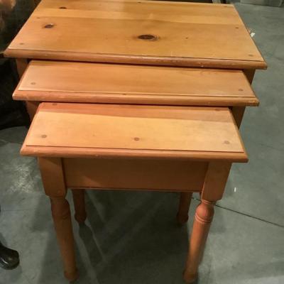 3-Knotted pine nesting tables 22â€H 24â€ x 16â€