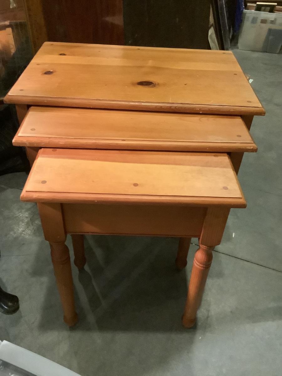 3Knotted pine nesting tables 22”H 24” x 16”