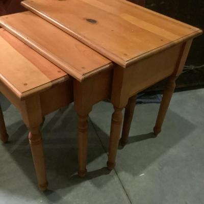 3-Knotted pine nesting tables 22â€H 24â€ x 16â€