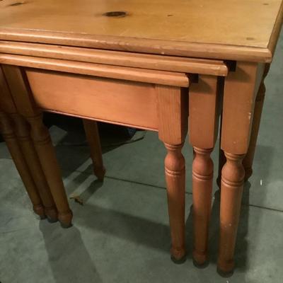 3-Knotted pine nesting tables 22â€H 24â€ x 16â€