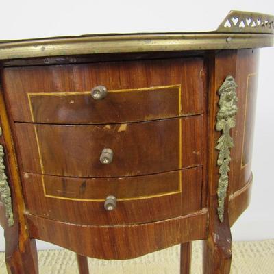 Vintage Inlaid Oval Shaped Side Table with Ormalu