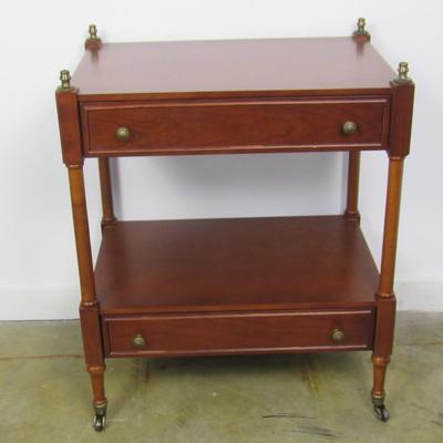 Vintage Bombay Co Traditional Regency Style Cherry Two Tier Accent Table