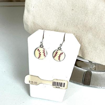 259 Sports Mom Lot, Two Tote Bags, Baseball Cap, Baseball Earrings