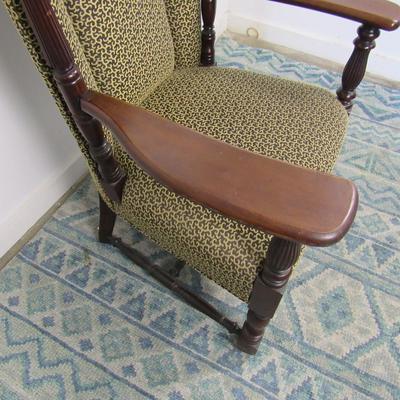 Vintage Custom Upholstered Wing Back Chair