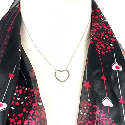 261 Lady Luck Heart Handbag, Black, Red Heart Scarf, Heart Necklace, Rhinestone Locket Bracelet, Barrette, Earrings