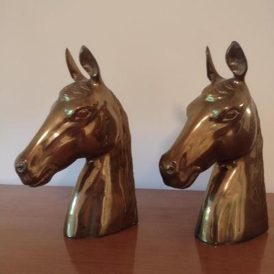 Pair of Brass Horse Head Bookends