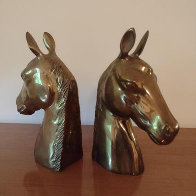 Pair of Brass Horse Head Bookends