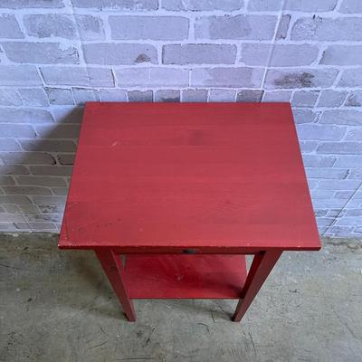 Red Accent Table with Drawer