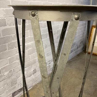 Galvanized Metal Round Accent Table