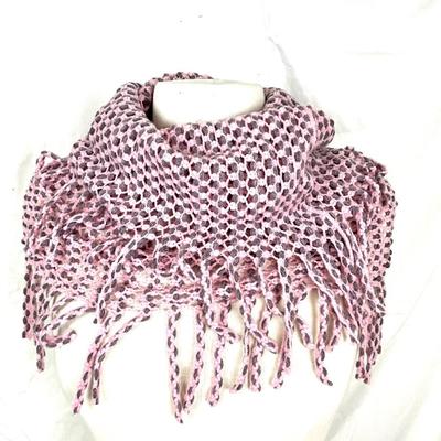 283 Pink and Grey Infinity Scarf with Van Gogh Smart Touch Gloves, Pink Earrings, Two Bracelets