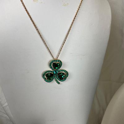 298 Luck of the Irish Lot, Two Shamrock Necklaces, Earrings, Shawl,