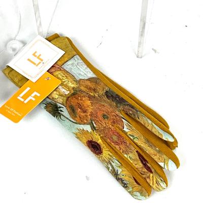 299 Van Gogh Smart Gloves, Orange Necklace, Sunflower Brooch, Disc Earrings, Flower Bangle Bracelet