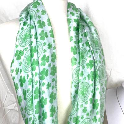 302 Shamrocks Infinity Scarf with Two Shamrock Necklaces and Earrings