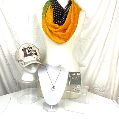 307 LIve, Laugh, Love Hat, Infinity Scarf, Necklace, Earrings, Bracelet, Faith Necklace