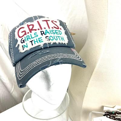 311 GRITS (Girls Raised in the South) Hat , Infinity Cotton Scarf, Earrings, Faith Bracelet