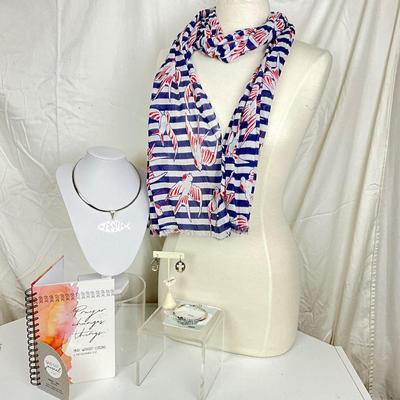 320 Prayer Changes Things Journal, Birds Blue and White Infinity Scarf, Jesus Necklace, Bracelet, Earrings