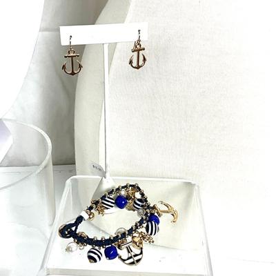 324 Nautical Necklace, Bracelets, Anchor Earrings, Knit Tubular Infinity Scarf