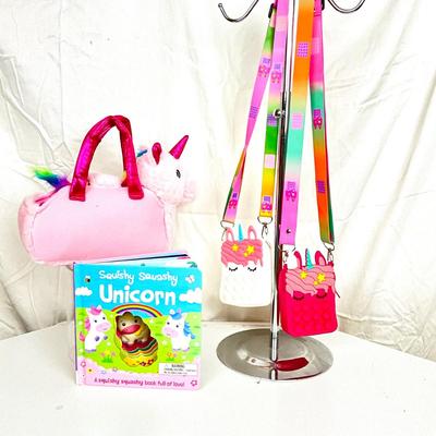 332 Unicorn Book, Unicorn Stuffed Animal Carrying Purse, Pop-It Purse