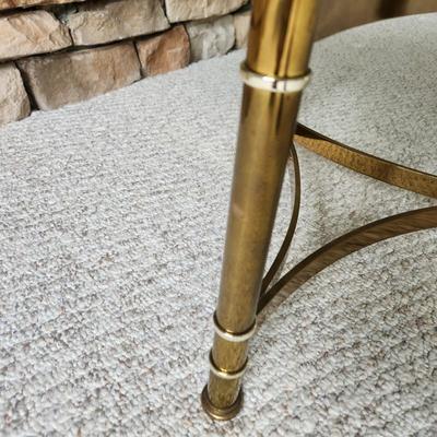 6 Sided Beveled Glass top Table on Brass Base 30x16