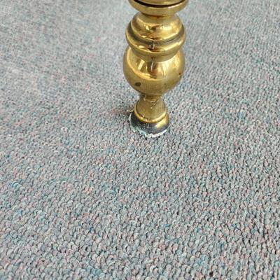 Glass Top Brass Base Table 26x26x22