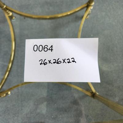 Glass Top Brass Base Table 26x26x22