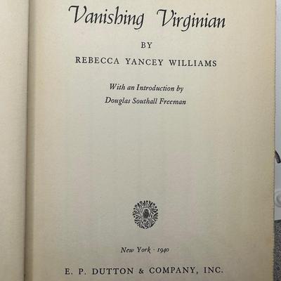 SIGNED from 1940, The Vanishing Virginian, By: Rebecca Yancey Williams