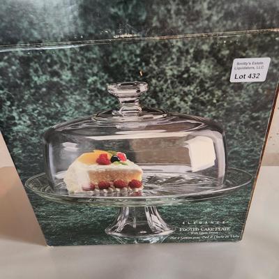 Elegance Footed Cake Plate with Glass Dome Indiana Glass USA