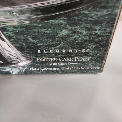 Elegance Footed Cake Plate with Glass Dome Indiana Glass USA