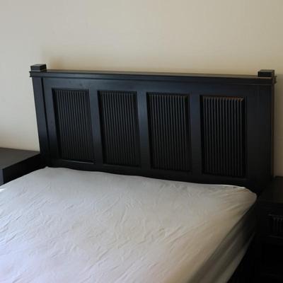 Pier1 -Double Bedframe  W/ Mattress & (2) Nightstands