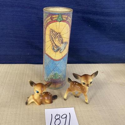 Vintage Christmas Candle And Deer
