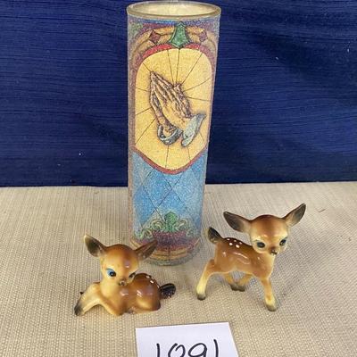 Vintage Christmas Candle And Deer