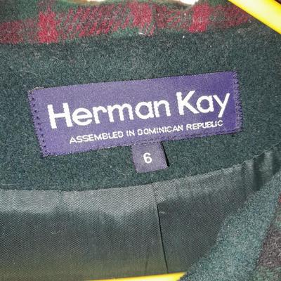 Herman Kay trench coat Green with plaid inside Size 6