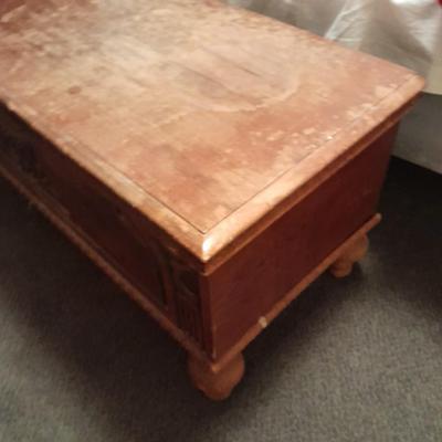 Antique Cedar lined chest with beautiful carved design