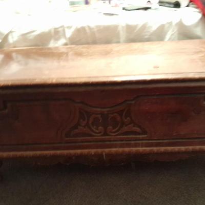 Antique Cedar lined chest with beautiful carved design