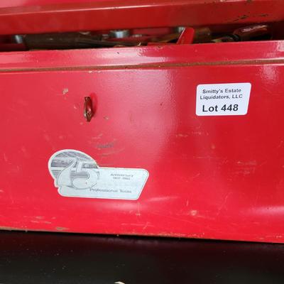 Metal Tool Box loaded with tools Sockets, wrenches, and more