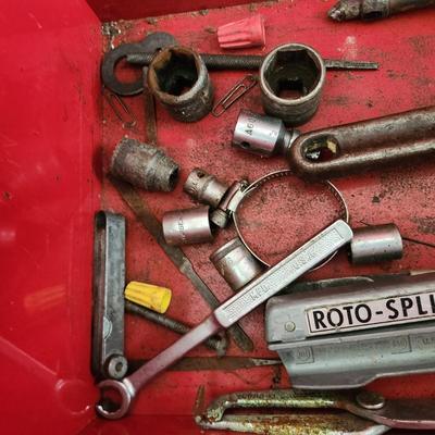 Metal Tool Box loaded with tools Sockets, wrenches, and more