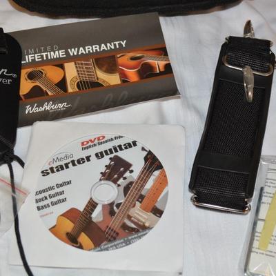 WASHBURN Rover Travel Guitar with Case, Accessories