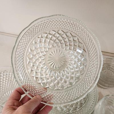 Large Lot of mixed Clear Glass plates Bowls Deviled egg Plater