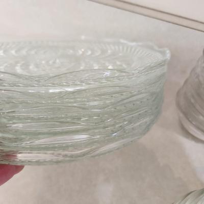 Large Lot of mixed Clear Glass plates Bowls Deviled egg Plater