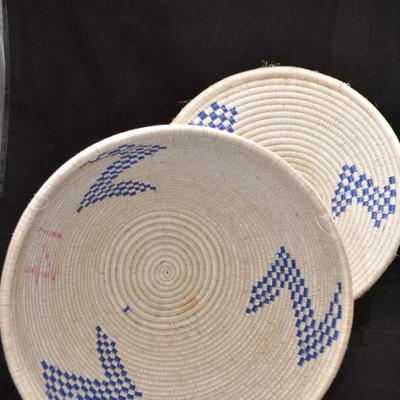 Vintage Blue & White Lidded Basket 19"x13"