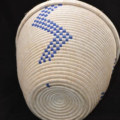 Vintage Blue & White Lidded Basket 19"x13"