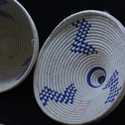 Vintage Blue & White Lidded Basket 19"x13"
