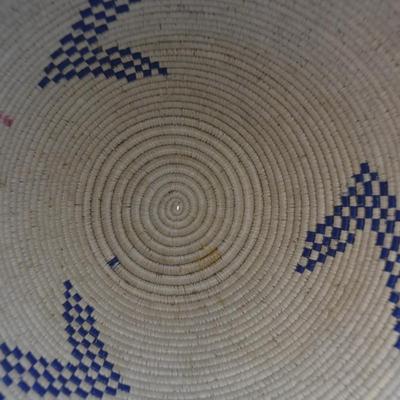 Vintage Blue & White Lidded Basket 19"x13"