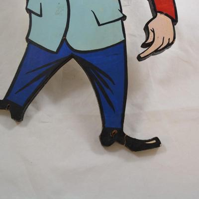 Vintage Plywood Advertising Service Person 19.5"x10"