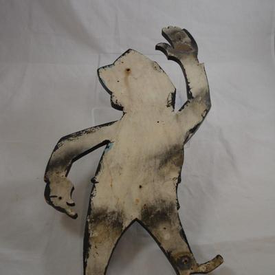 Vintage Plywood Advertising Service Person 19.5"x10"