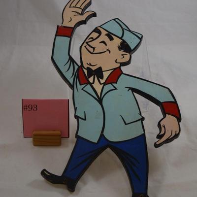 Vintage Plywood Advertising Service Person 19.5"x10"
