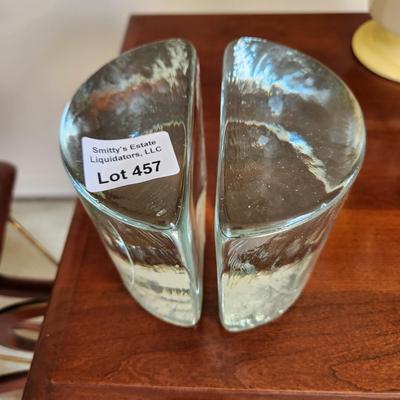 Pair of Very Heavy Glass Book Ends