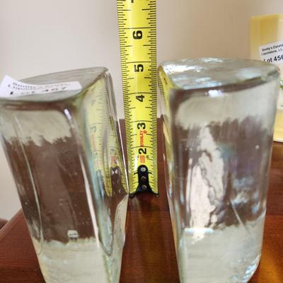 Pair of Very Heavy Glass Book Ends