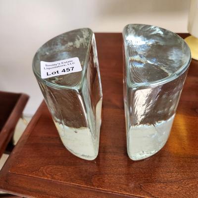 Pair of Very Heavy Glass Book Ends