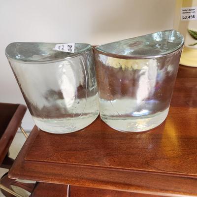 Pair of Very Heavy Glass Book Ends